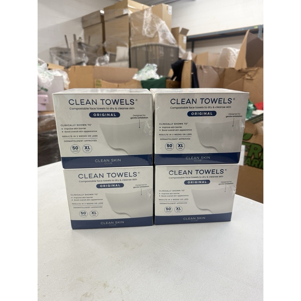 Clean Towels XL Face Towels 100% Disposable CompostableSkincare 50ct NEW(4pack)